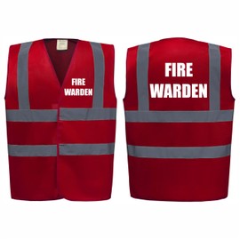 Fire Warden Premium Red Hi Vis Vest - High Visibility Safety Waistcoat with Reflective Bands, Perfect for Company Compliance and Event Staff (UK, Alpha, L, Regular, Regular, Red)