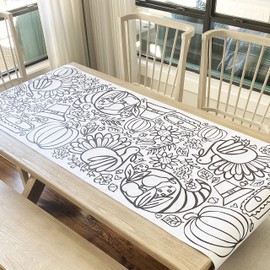 Tiny Expressions Thanksgiving Coloring Tablecloth for Kids - Rolled, Not Folded 30" x 72" Giant Coloring Banner to Color - Thanksgiving Activities for Kids