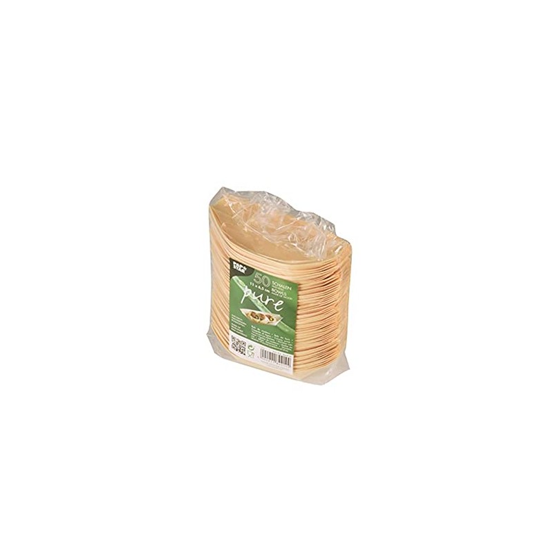 Einweggeschirr & Besteck 50 Fingerfood - Schalen, Holz 11 cm