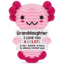 Granddaughter Gifts from Grandma, Grandpa Grandparents, Crochet Axolotl for Year Old Little Girl Kid, Best for Birthday, Christmas Stocking Stuffers, Valentines, Teen Girls Teenage Under 10 Dollars