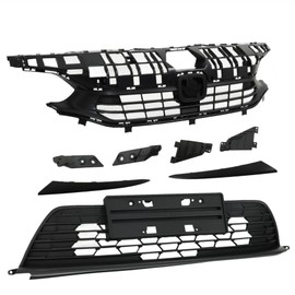 LABLT Black Bumper Upper Lower Grille And Headlight Eyelid Set Replacement for Civic 2022 2023