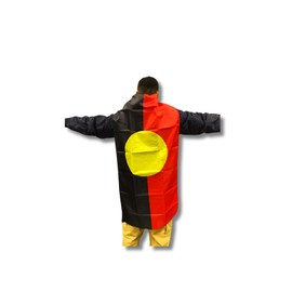 Australian Indigenous Aboriginal Body Flag Cape (60 x 120 cm) Indigenous Aboriginal Flag Cloak Costume, Double Stitched, Lightweight, Bright & Vivid Colors