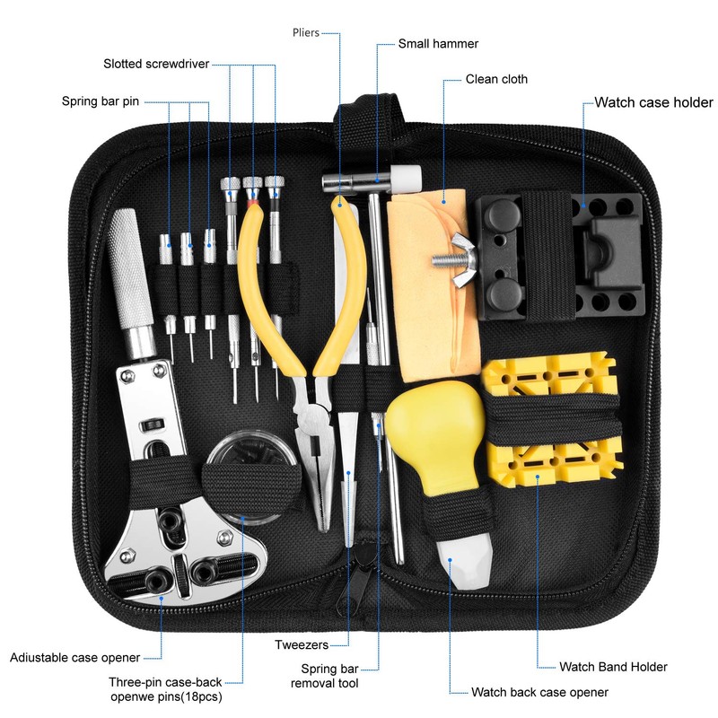 Longruner Watch Repair Tool Kit, Professional Portable Watch Tools Back