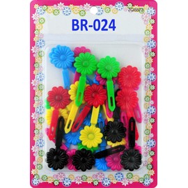 Tara Girls Super Cute Self Hinge Plastic Mulit Design Hair Barrettes Selection. 28 pc N.Sunflower mix color. Flower size 0.8 inch * 0.8 inch