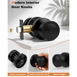 3 Pack Keyless Passage Door Knobs with Vintage Design Passage Door Knobs for Interior Doors for Hallway Closet in Black Finish