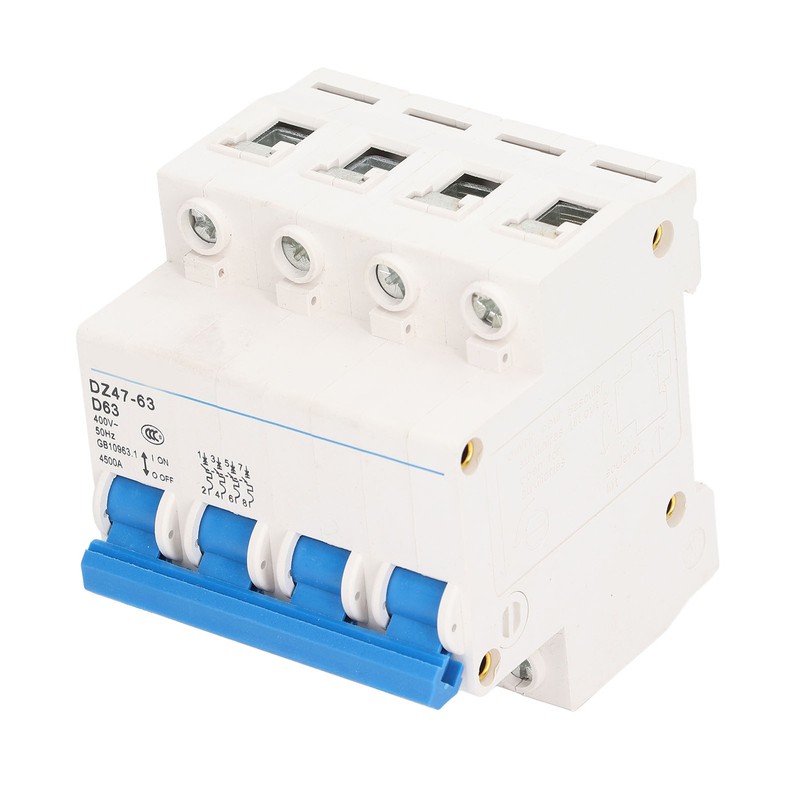 4P Miniature Circuit Breaker DIN Rail Mount Low Voltage Overload