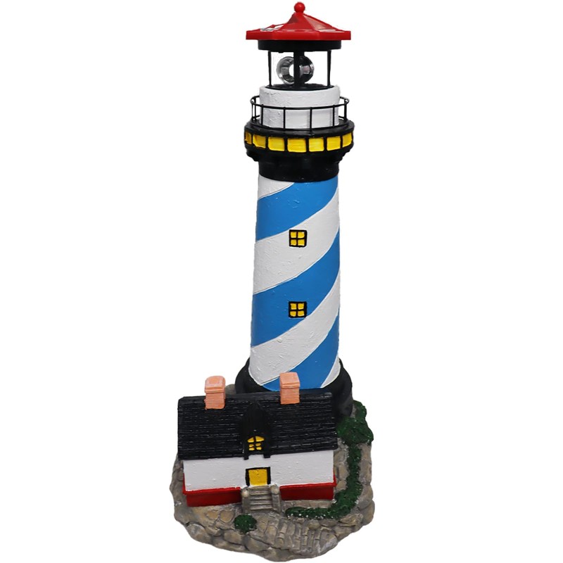 18" Solar Lighthouse with Rotating Beacon,Big Solar Powered Lighthouse,Outdoor Lighthouse