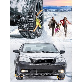 VKU Tire Traction Straps Metal Gripper Traction Device for Anti Skid Emergency Tire Straps to Get Unstuck from Snow, Mud, Ice & Sand, fit for Cars & Small SUVs ATV UTV etc (Car/Small SUV-38 INCH)