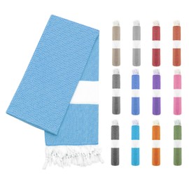 Turquoise Home Beach Towel XXL Hammam Towel 100 x 200 cm 100% Recycled Cotton (Blue)