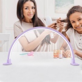 Half Moon Light with Phone Holder, 29in 48W Dimmable Nail Desk Lamp Nail Tech Lamp, Color Temperature 3000K-6000K, Diamond LED Manicure Light Lash Light for Nail, Lash, Tattoo, Skincare, Spa (Purple)
