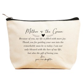 Mother Of the Groom Gifts from Bride,Bridal Shower Gifts for Mother-In-Law Gift,Wedding Gifts for New Mom-Because Of You,My Life Is Filled With More Joy-Makeup Bag Gifts,Cosmetic Pouch,Travel Case