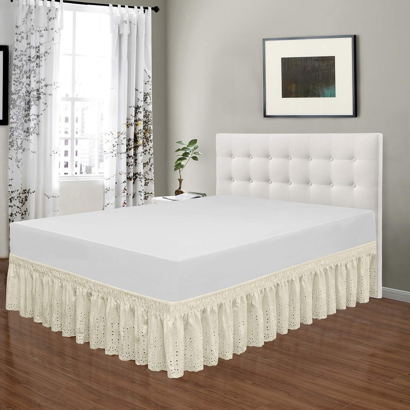 QSY Home Wrap Around Elastic Eyelet Bed Skirts 14 1/2