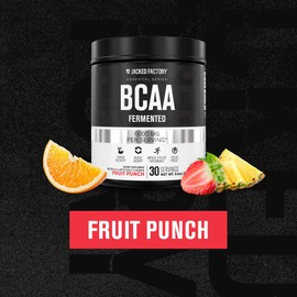Jacked Factory BCAA Powder (Fermented) - 6g Branched Chain Amino Acids Supplement for Enhanced Recovery, Reduced Fatigue, Increased Strength, and Muscle Growth - 30 Servings, Fruit Punch