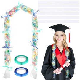 Teling Graduation Candy Lei Tubing Making Kit Include Graduation Lei Bags 59 x 4.8" Poly Tubing Gift Ribbon Present for Graduation Party Favor Wrapping DIY Hawaii Tropical Summer(6 Pcs)