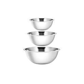 YBM Home Deep Heavy Duty Quality Stainless Steel Mixing Bowls (Set of 3) for Baking, Cooking, and Prepping, Includes 2.5, 5, 8 Quart, Stackable for Convenient Storage, 1174-75-76set