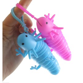 Set of 2 Random Axolotl Fidget - Small on Clip Wiggle Articulated Jointed Moving Axolotyl Toy - Unique Gift, Lover, Decoration (Set of 2 Random Colors)