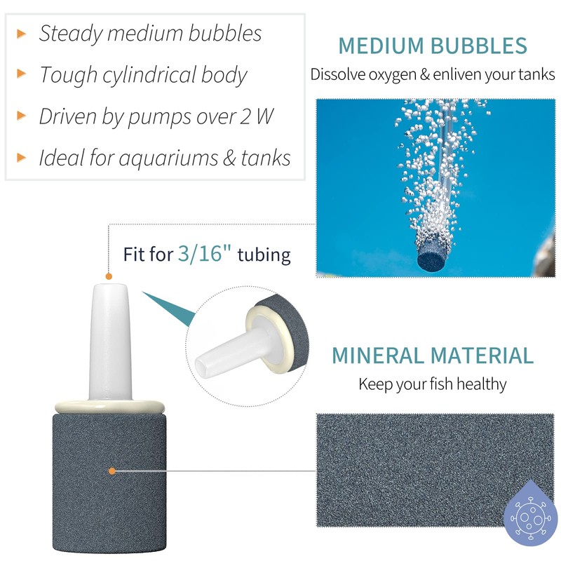 Pawfly Aquarium 0.6 Inch Air Stone Cylinder Bubble Diffuser Release