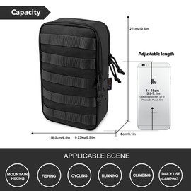 Mardingtop Molle Tactical Belt Bag, Multi-Chamber Tool Bag for Outdoor Travel, Mountaineering, Camping