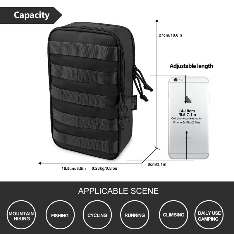 Mardingtop Molle Tactical Belt Bag, Multi-Chamber Tool Bag for Outdoor