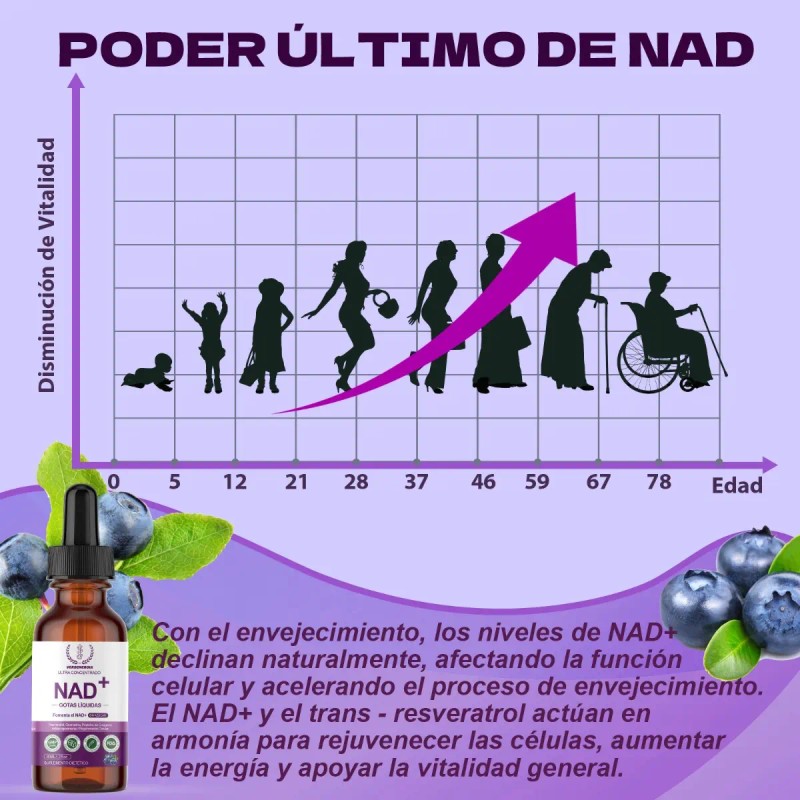 Nad+ Gotas Nr Nicotinamida Ribosa Antioxidante Mujer Hombre