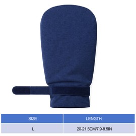 2 Pairs Cotton Eczema Gloves Sleeping,L,Deep Blue,Closed-top