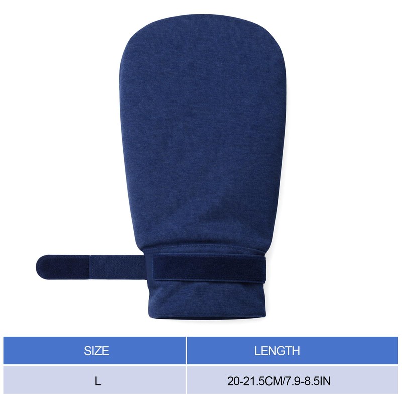 2 Pairs Cotton Eczema Gloves Sleeping,L,Deep Blue,Closed-top