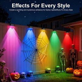 KIALUSH Outdoor Deck Lights, 16 Lights Smart Fence Lights Compatible with Alexa & Google Home, IP65 LED Patio Deck Lighting with Remote, Fence Lighting Music Sync for Patio Yard Garden(104.8ft)