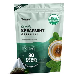 Teaniru, Spearmint Green Tea - 30 Count | For Quick Digestion & Healthy Skin | High in Antioxidants, Vitamin C & Iron | Your Anytime Elixir | Certified by USDA Organic | Thanks Giving
