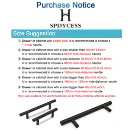 SPDYCESS 10 Pack T Bar Handle, Brushed Cabinet Door Handles Hardware Stainless Steel for Kitchen Cupboards Drawer Furniture Pull Handles Hole Centers 160mm Black