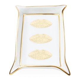 Jonathan Adler Lips Valet Trinket Tray, Gold 32051