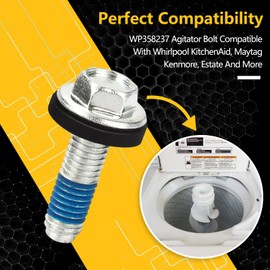 Ahuliao Washer Agitator Bolt Compatible with Whirlpool, WP358237 358237 285009 AP6008726 Washing Machine Agitator Bolt, 5/16"-24 Washer Agitator Bolt Replacements with Rubber Gasket