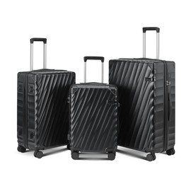 CASELLY Luggage sets 3 piece with Spinner Wheels, PC+ABS Hard Shell Travel Luggage, Carry On suitcase with TSA Lock,YKK Zippers,Charcoal Metallic (Black, 3 Piece Sets(20/24/28))