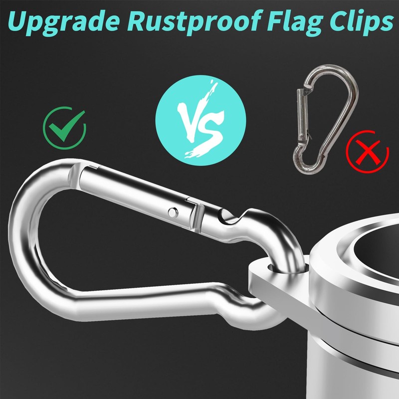 HOOPLE Flag Pole Rings 1.25 Inch 2PC, Anti Wrap Spinning