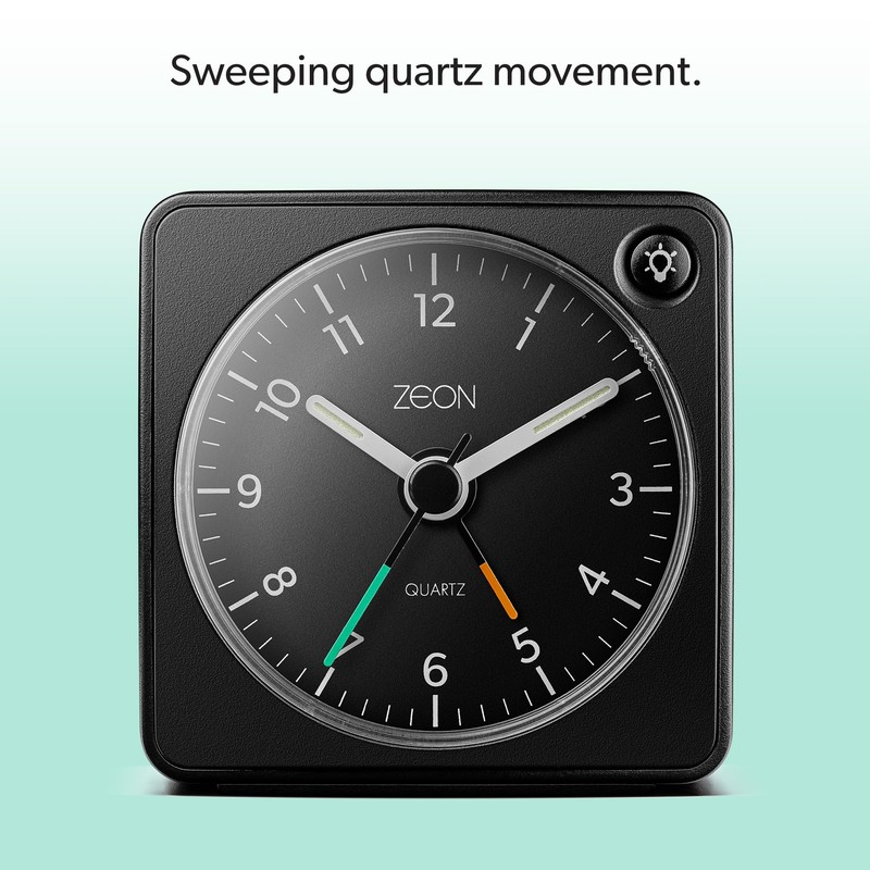 ZEON Travel Analogue Alarm Clock with Light and Snooze Function,
