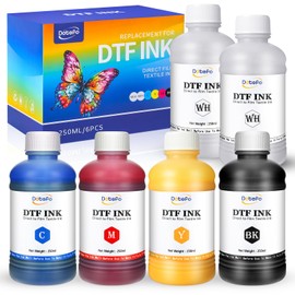 1500ML DTF Ink for Transfer PET Film, Refill Ink for DTF Printer Et-8550, XP15000, L1800, L800, R1390, L805, R2400, DTF Printer Transfer Ink for Heat Transfer Printing to Paper(250ml x 6, CMYK Wh)