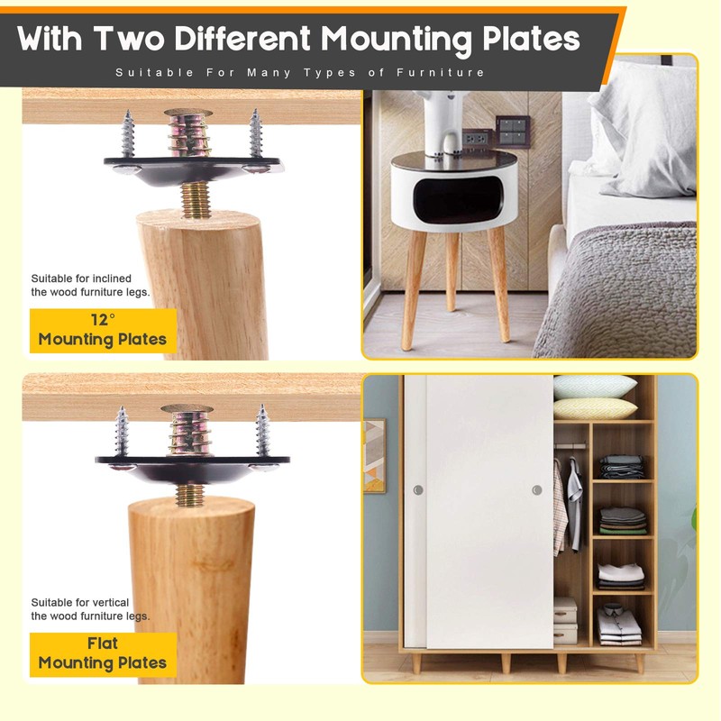 Rustark 8 Sets M8 Furniture Leg Mounting Plates, 5/16" Heavy