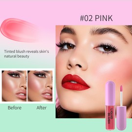 Liquid Cream Blush Stick - Soft Cream Liquid Blush, Long-Wearing Smudge Proof Makeup Blush for Face Cheeks Natural Looking