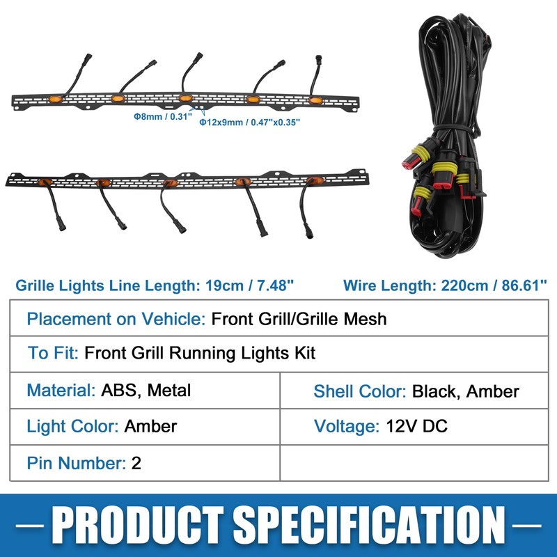 A ABSOPRO Grill LED Light Front Grille Lights with Bracket