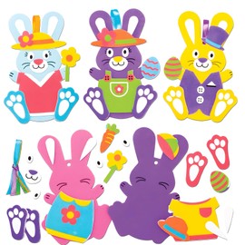 YIAJIA 5 Pack Easter Crafts for Kids, Easter Bunny Foam Stickers, Easter Activities for Kids, Easter Bunny Making Kit DIY Peel and Stick EVA Foam Arts and Crafts Kit for Toddlers Party Supplies