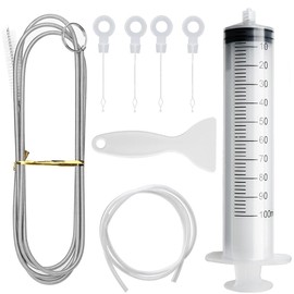Voarge 8 Pcs Fridge Cleaning Kit + Refrigerator Brush + 100ml Syringe + Refrigerator Hose + Ice Scraper + 4 Drain Hole Inserts