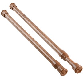 KXLIFE 2 Pack Small Spring Tension Curtain Rod for Window Cupboard Closet (Oak, 12 to 20 Inch)