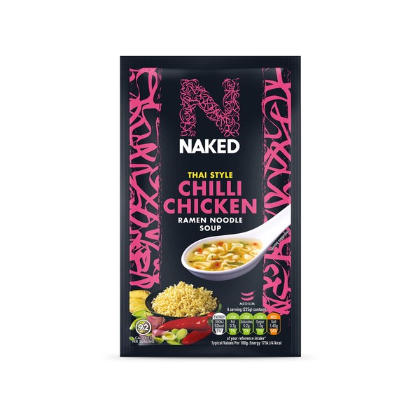 Naked Thai Style Chilli Chicken Ramen Noodle Soup, 25g (Pack of 12)