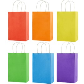 SUNCOLOR 12-Pack 8" Rainbow Gift Bags with Handles – Small Party Favor Bags for Birthday, Wedding, Holiday, and Events