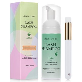 Lash Shampoo for Lash Extensions 150ml Eyelash Extension Cleanser Natural Lash Extension Shampoo Arison Safe Eyelid Foaming Cleanser Makeup Remover, for Home and Salon Use, Deep Cleansing & Nourishing Aloe