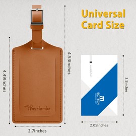Travelambo 30 Pack Luggage Tags Faux Leather for Suitcases Travel Bag Labels with Protection Cover ID (Yellowish Brown)