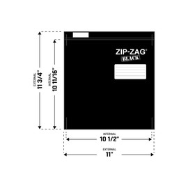 Zip Zag Bag Black (1/2 LB) 50x Large Zipper Bags (11" x 11.75") | Say Goodbye to Stale Herbs And Spices With Food Safe Zipper bags | Resealable, Reusable, Washable, Airtight Bags