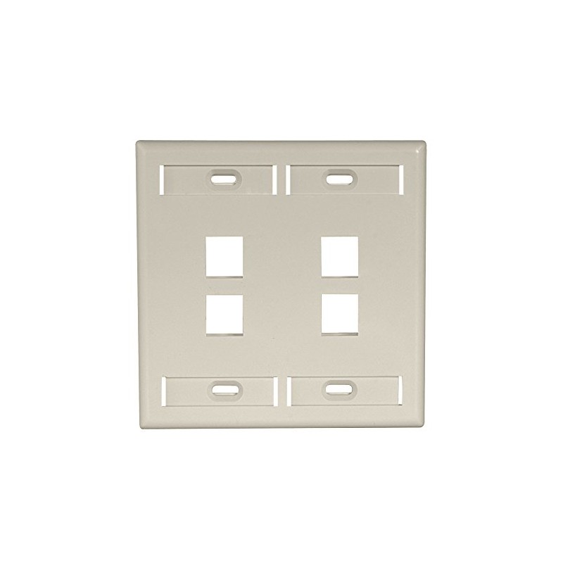 Leviton 42080-4IP 4-Port Dual Gang QuickPort Wallplate with ID Windows,
