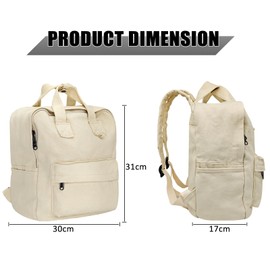 BOZIEE Canvas/Cord Backpack Women's City Backpack Daypack Girls Backpack Handbag Teenager School Backpack for School, Travel, Work Unisex, beige