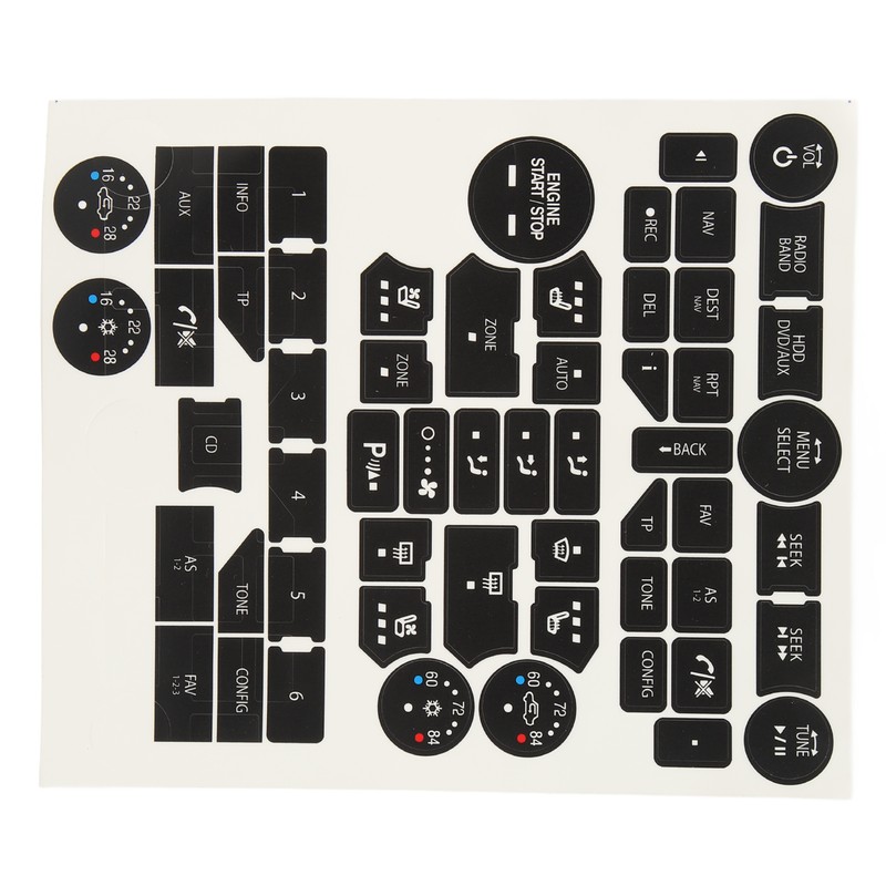 Car Interior Button Repair Decal Set Door Lock Button Decals