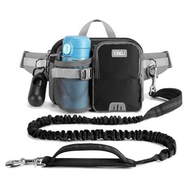 ETACCU Hands Free Dog Leash with Phone Pouch, Water Bottle Holder - Adjustable Waist Belt 19-38 Inch Belt Leash for Running, Reflective Shock Absorbing 37"-54" Extendable